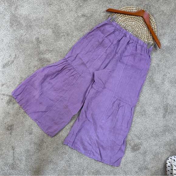 Et’Lois Women’s 100% Linen Tanya Pull On Pants Wide Leg Made in USA in Purple S - Picture 5 of 14